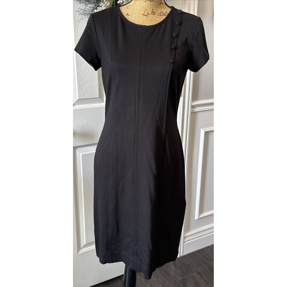 Brooks Brothers Dress Women Size 4 Black Brand New Accent Buttons Cap Sleeve